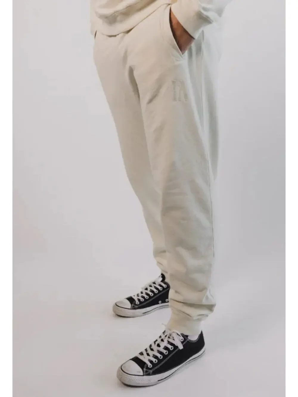 Fore All 100 % Jogger Pocket Sweat Pant Made in USA Cream Size Extra Large NEW